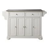 Pemberly Row Traditional Wood/Stainless Steel Top Kitchen Island in White Pemberly Row