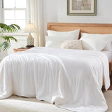 Globon Cooling Comforter King Size, Lightweight Summer Comforter for Hot Sleepers,Ultra Soft Bamboo Viscose Fabric, Breathable & Moisture Wicking,Soy Fiber Blend Fill, White Globon