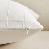ZeeMart Linen Checked Throw Pillow Covers Set of 2, 18x18 Inch White/Natural White, Farmhouse Decorative Single Sided Grid Embroidered Couch Pillow Cases Cotton Linen Cushion Covers ZeeMart