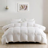 DWR Luxury Down Feather Fibers Comforter Full/Queen, Hotel-Style Fluffy Duvet Insert, Ultra-Soft Cotton Blend Fabric, High Fill Power 46oz Medium Weight for All Season(90x90, White) DWR