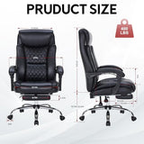 400lbs Reclining Executive Office Chair with Foot Rest, Big and Tall Ergonomic Office Chair, Home Office Desk Chairs for Heavy People (Black) TUORUI