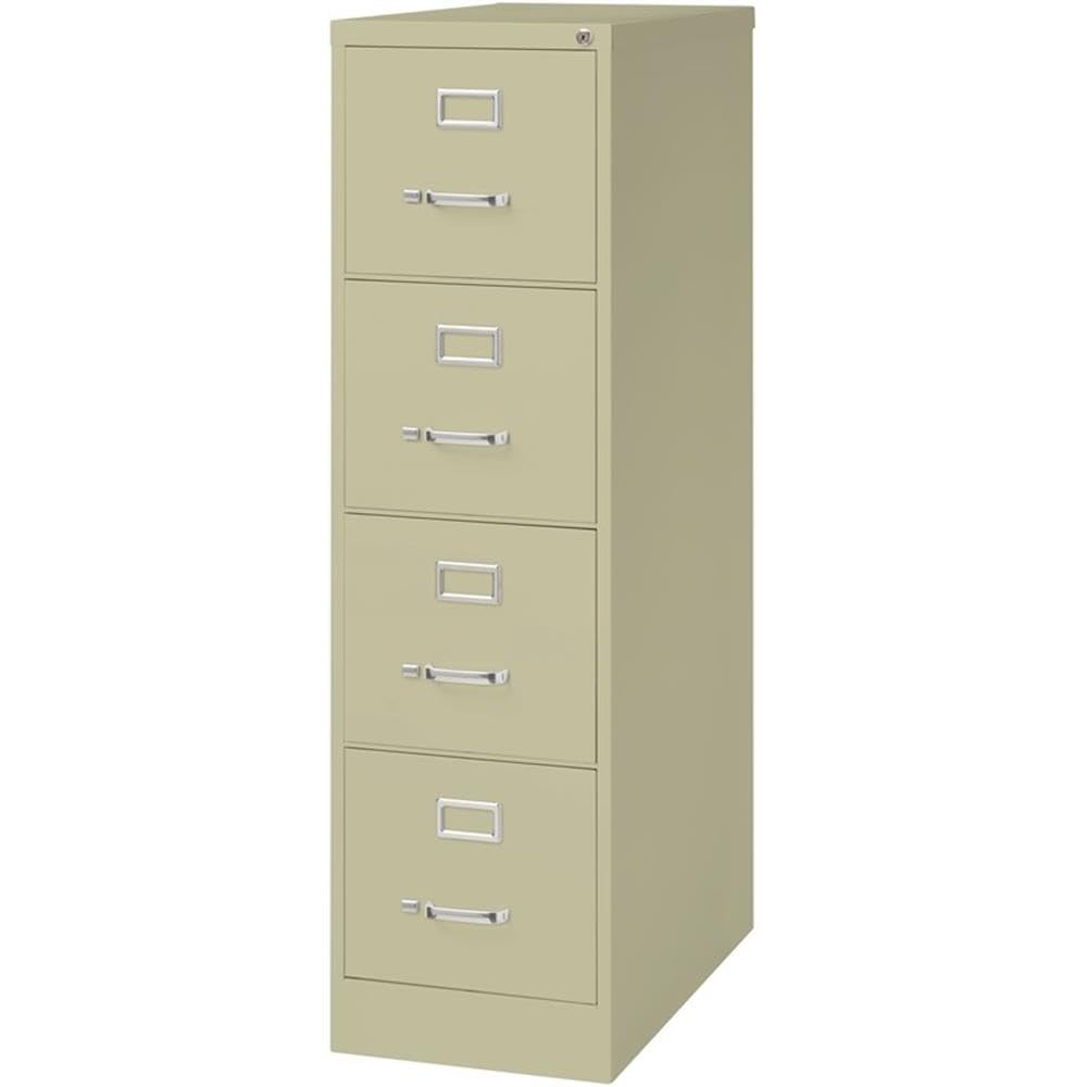 Pemberly Row 4 Drawers 52" Vertical Beige Metal Filing Cabinet Lockable Pre-Assembled Stationary Letter Size for Home, Office Pemberly Row