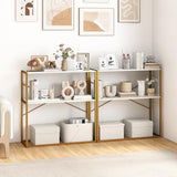 GOFLAME 2-Tier Entryway Table, 36” Console Table with Open Storage Shelf, Faux Marble Top & Metal Frame, Modern Narrow Long Behind Sofa Tables for Living Room, Hallway, Entry, White & Gold GOFLAME
