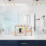 Lawei 2 Tier Bamboo Tabletop Plant Stand, Adjustable Flower Pot Holder Shelf Planter Display Stand, Small Desktop Ladder Plant Rack for Indoor Outdoor Home Patio Lawn Garden Balcony Organizer Lawei