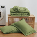 Love's cabin Twin Comforter Set Olive Green, 5 Pieces Twin Bed in a Bag, All Season Bedding Sets with 1 Comforter, 1 Flat Sheet, 1 Fitted Sheet, 1 Pillowcase and 1 Pillow Sham Love's cabin