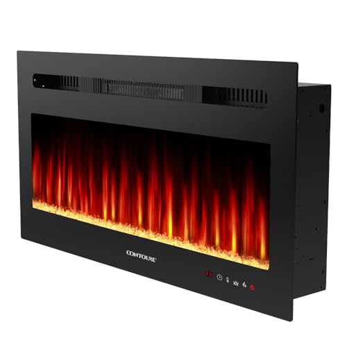 CONTOURE RV 31" Built-in Electric Heater with Fireplace Design - Mobile Ready | Adjustable Heat, Flame Colors | Remote Control, Timer | Modern Design for RVs CONTOURE