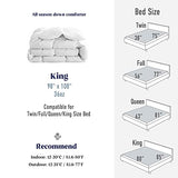 puredown® Goose Down Comforter King Size 800 Fill Power, 100% Cotton All Season Duvet Insert 700 Thread Count, Cloud Fluffy Pinch Pleat Extra Warmth puredown