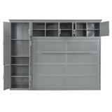 Merax Queen Size Murphy Bed with Cabinets, Gray Merax