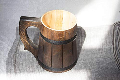 Etno Motif Handmade Beer Mug Wooden Tankard Beer Stein Alder Wood Beer Mug - Great Gift Idea - WoodArtSupply