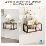 NANAGIFTREE Floating Nightstand Set of 2, Wood Bedside Shelf Wall Mounted Nightstand with Heavy-Duty Frame, Floating Bedside Table for Bedroom, Bathroom, Kitchen, (Vintage Brown, 2 Pack) NANAGIFTREE