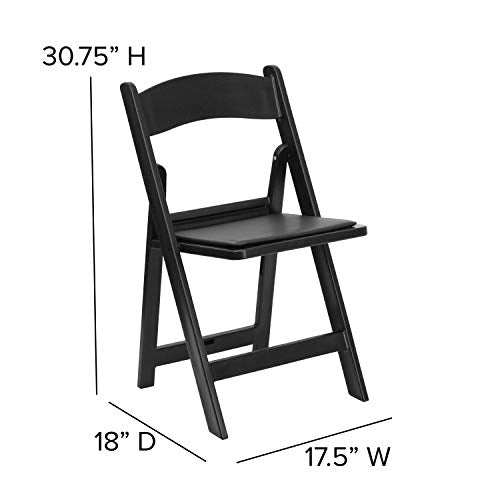 Flash Furniture Hercules Series Folding Chair - Black Resin - 4 Pack 800LB Weight Capacity Comfortable Event Chair - Light Weight Folding Chair, 4-LE-L-1-BLACK-GG - WoodArtSupply