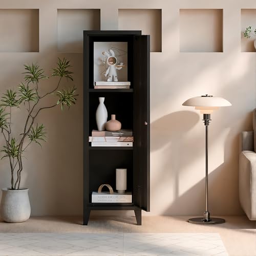 MIOCASA Metal Locker Storage Cabinet with 3 Shelves Industrial Lockable 1 Door File Cabinet for School, Home, Office, Garages MIOCASA