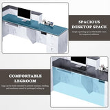 L-Shaped Modern Reception Desk with Counter & Storage - 71"/84" Large Office Front Desk, Salon Checkout Counter with Lockable Cabinets, Shelves & Drawers (Black & White, Left - 71''L x 34''W x 41''H) kaiwrxin