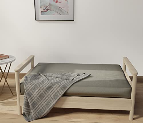 LANE LINEN Futon Covers Full Size, 100% Cotton Slipcovers, Full Size Mattress Cover for Futon Sofa Bed, Foldable Armless Sofa Cover, Zippered Couch Cover - Silver LANE LINEN