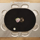 iPormis 43.3-59 Inch Extendable Round Dining Table for 6-8 People, Oval Dinner Table with Adjustable Top and A Stable Round Pedestal Base, Space Saving Wooden Kitchen and Dining Table, Black iPormis