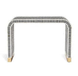 HANSA IT'S WORTH IT Handmade Striped Waterfall Bone Inlay Console Table with Clean Curved Edges Exquisite Sturdy Unique Exotic Design Table for Living Room Entryway Dining Room Decor-Black(30x36x16in) HANSA IT’S WORTH IT
