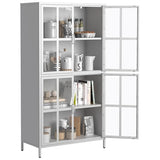Metal Storage Cabinet with Glass Doors, Adjustable Shelves, 72 x 36 x 16 in WoodArtSupply