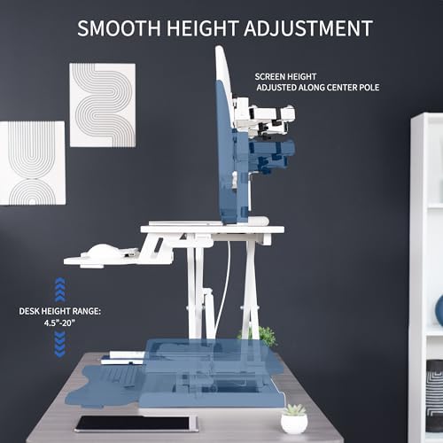 VIVO Height Adjustable 32 inch Standing Desk Converter with Dual 13 to 30 inch Monitor Stand, Sit Stand Monitor Mount and Desk Riser, White, DESK-V000K-M2W VIVO