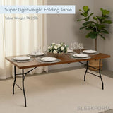 Sleekform 6ft Wooden Folding Table with Handle, Wood Folding Banquet Tables for Dinner - 6 Foot x 28 in, Portable, Sturdy & Lightweight Foldable Table for Dinner, Conference or Picnic Sleekform