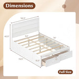 Giantex Full Size Bed Frame with Storage Drawers, Wood Platform Bed with Headboard, Solid Mattress Foundation w/Wooden Slat Support & Enclosed Base, No Box Spring Needed (White, Full) Giantex
