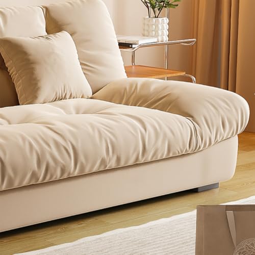 LITFAD Cotton Futon Sofa Bed Adjustable Backrest Modern Multifunctional Sleeper Sofa with Solid Wood Frame for Home Hotel Office, 63" L x 29.5" W x 31.5" H, Light Khaki LITFAD
