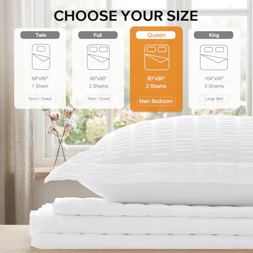 Cozyide White Duvet Cover Queen Size, Soft 3-Piece Seersucker Queen Duvet Cover Set, All Seasons Bedding Set with Zipper Closure and Corner Ties(90"x90", 2 Pillow Cases 20"x26") Cozyide