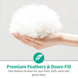 APSMILE Luxury All Season Down Feather Fibers Comforter Full/Queen Size Duvet Insert - 100% Organic Cotton, High Fill Power Medium Warmth, (Ivory White, 90X90) APSMILE