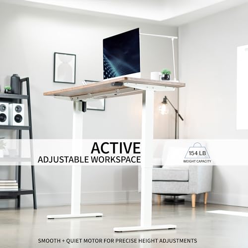 VIVO Electric 60 x 24 inch Stand Up Desk, Height Adjustable, Light Wood Top White Frame, Home and Office Furniture Sets, DESK-KIT-W06C VIVO