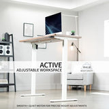 VIVO Electric 60 x 24 inch Stand Up Desk, Height Adjustable, Light Wood Top White Frame, Home and Office Furniture Sets, DESK-KIT-W06C VIVO