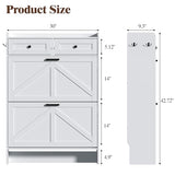 Thacuok Shoe Cabinet with 2 Flip Drawers & 2 Storage Drawers, Rustic Farmhouse Narrow Shoe Organizer Cabinet, Slim Shoe Rack Cabinet, Shoe Storage Cabinet for Entryway, Hallway, Front Door Thacuok