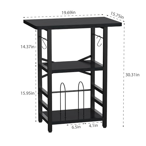YAKANJ Record Player Stand with Extended Desktop,Large Record Player Table with Vinyl Storage,Turntable Stand with Record Holder Vinyls Display Shelf for Music Room Studio,Modern Black YAKANJ