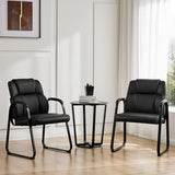 Sweetcrispy Waiting Room Guest Chair Set of 2, Stationary Office Reception Chairs No Wheel, Comfy Padded Arms and Seld Base, for Conference Room Lobby Home Computer Desk Bedroom Elderly, Deep Black Sweetcrispy
