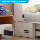 Mjkone Murphy Bed Cabinet, Queen Size Cabinets Bed Chest with USB Charging Station & Tri-Folding Mattress, Wall Beds with Storage Drawers for Guest Bedroom Apartment Office, Easily Convertible, White Mjkone