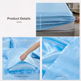 Silk Like Comforter Set Queen Satin Bedding Set Silky Bed in a Bag 8 Pcs with 1 Cushion Cover Pinch Pleat Bed Set Luxury Elegant Silky Ruffle Comforters Bedding_Dreamer