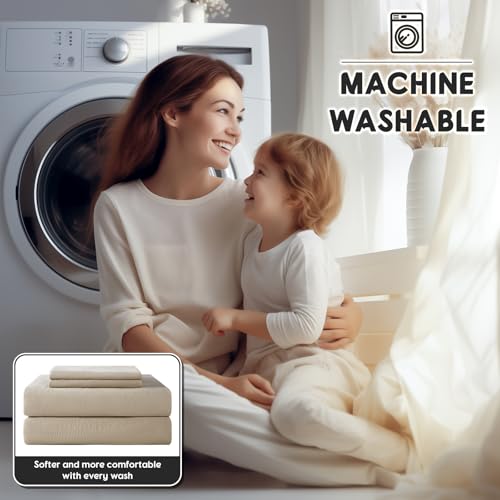 Shilucheng 100% French Linen Sheets - King Size Bed Sheets, Breathable & Cooling Pure Linen Sheets,Soft Durable and Tear Resistant -16 Inch Deep Pocket - 4Pcs (Linen, King) Shilucheng