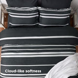 Bedsure Full Comforter Set 7 Pieces, Black Striped Bedding Set for All Seasons, Reversible, Cationic Dyeing Bed in a Bag with Comforter, Sheets, Pillowcases & Shams Bedsure