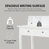 DMAITH Small White Writing Desk with Hutch – 32" Home Office Desk with Drawers | Compact Computer Desk, Vanity Makeup Table for Bedroom or Study Room DMAITH