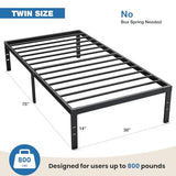 OLIXIS Metal Twin Bed Frame - 14in High with Storage Space, No Box Spring Needed with Sturdy Steel Slat Support, 800LBS Heavy Duty for Easy Assembly, Black for Bedroom OLIXIS