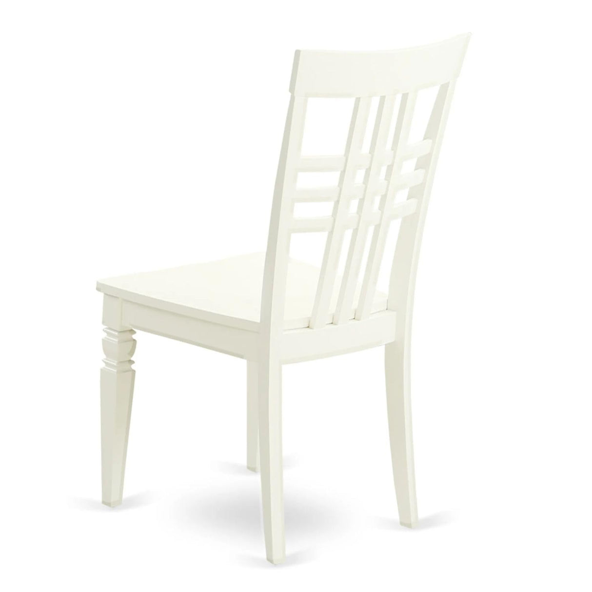 East West Furniture Logan Kitchen Dining Stylish Back Solid Wood Seat Chairs, Set of 2, Linen White East West Furniture