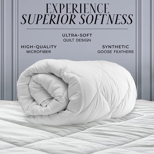 Twin/Queen/King Down Alternative Comforter, 2100 Series All-Season Duvet Insert with Corner Tabs, Box-Stitch, Soft Microfiber, Machine Washable (White, King) Pantrypoet