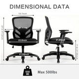 YFO Big and Tall Office Chair 500LBS - Computer Desk Chair with Adjustable Lumbar Support, Heavy Duty Ergonomic Mesh with 360 Rotation 4D Arm and Extra Wide Comfty Seat, Quiet Wheels for Adults YFO
