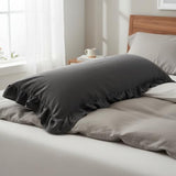 Empire Linen Ruffled Body Pillowcase | Cotton Satin Weave | Soft & Breathable with Hidden Zipper | Decorative Single Ruffle Cover | Dark Grey, 20x48 Empire Linens