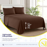 Queen Size Bed Sheets - Breathable Luxury Sheets with Full Elastic & Secure Corner Straps Built In - 1800 Supreme Collection Extra Soft Deep Pocket Bedding Set, Sheet Set, Queen, Brown Sweet Home Collection