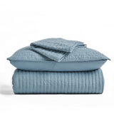 EVERGRACE x Kinsey Walsh Cross Stitch Pre-Washed Cotton Quilt Bedding Set Queen Size, Oversized 3 Pieces Lightweight Bedspread Coverlet for All Season, with 2 Matching Shams, Dusty Blue, 92"x96" EVERGRACEHOME