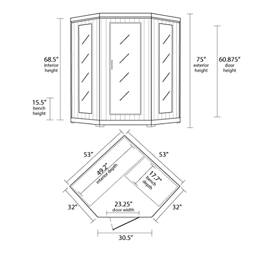 Radiant Saunas BSA1312 3-Person Cedar Corner Infrared Sauna w/ 7 Carbon Heaters