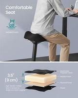 SONGMICS Ergonomic Wobble Stool, Height Adjustable Standing Desk Stool 23.3-33.1 Inches, Swivel Balance Chair with Non-Slip Base, Saddle Seat, for Active Sitting, Office, Home, Ink Black UOSC008B01 SONGMICS