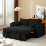 Convertible Corduroy Sofa Bed with USB Charging Port & Cup Holders, 68.11" Foldable Sleeper Chair with Armrests & Pillows, 3-in-1 Floor Futon for Living Room, Bedroom, Guest Room，Easy Assembly hansones