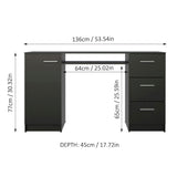 Madesa Computer Desk with 3 Drawers, 1 Door and 1 Storage Shelf, Wood Writing Home Office Workstation, Office Desk with Drawers - 30” H x 18” D x 53” W - Black Madesa