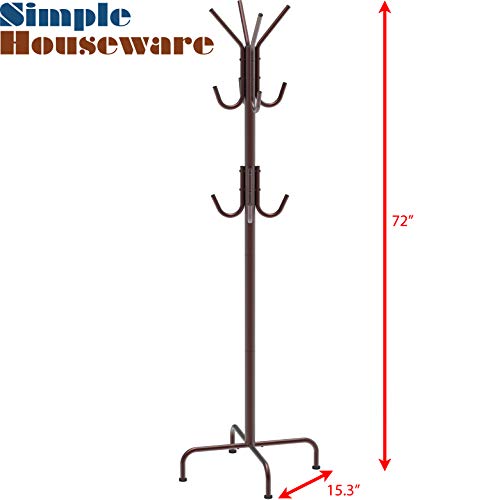 Simple Houseware Standing Coat and Hat Hanger Organizer Rack, Bronze Simple Houseware