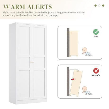 RAVIGIN Metal Storage Cabinet,71" H Pantry Cabinet with 2 Doors and 5 Adjustable Shelves,6 Tier Tall Kitchen Storage Cabinets for Kitchen,Pantry,Living/Study/Laundry Room(White) RAVIGIN